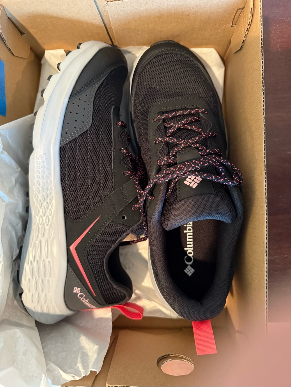 Columbia Women's Black with Pink Accent Trail Sneakers